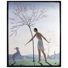 Grande huile sur toile Art déco « Arcadian Spring » de l'artiste Andre-Edouard Marty 