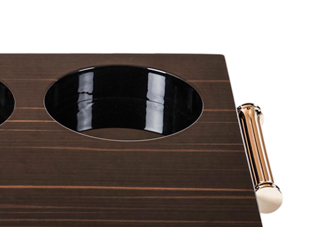 Modern Arcahorn Altea Tray in Macassar Ebony and Gold-Plated Brass by Filippo Dini For Sale