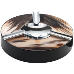 Arcahorn Clinio Ash Tray in Dark Horn and Wood with Black Gloss by Filippo Dini