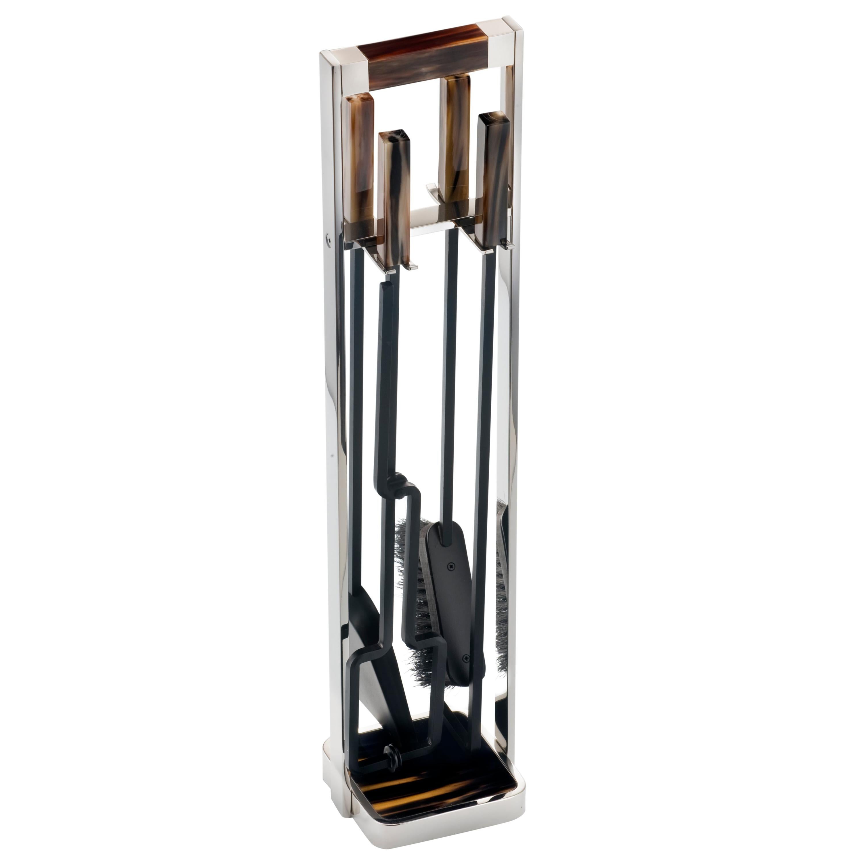 Arcahorn Fireplace Set In Stainless Steel By Filippo Dini For Sale