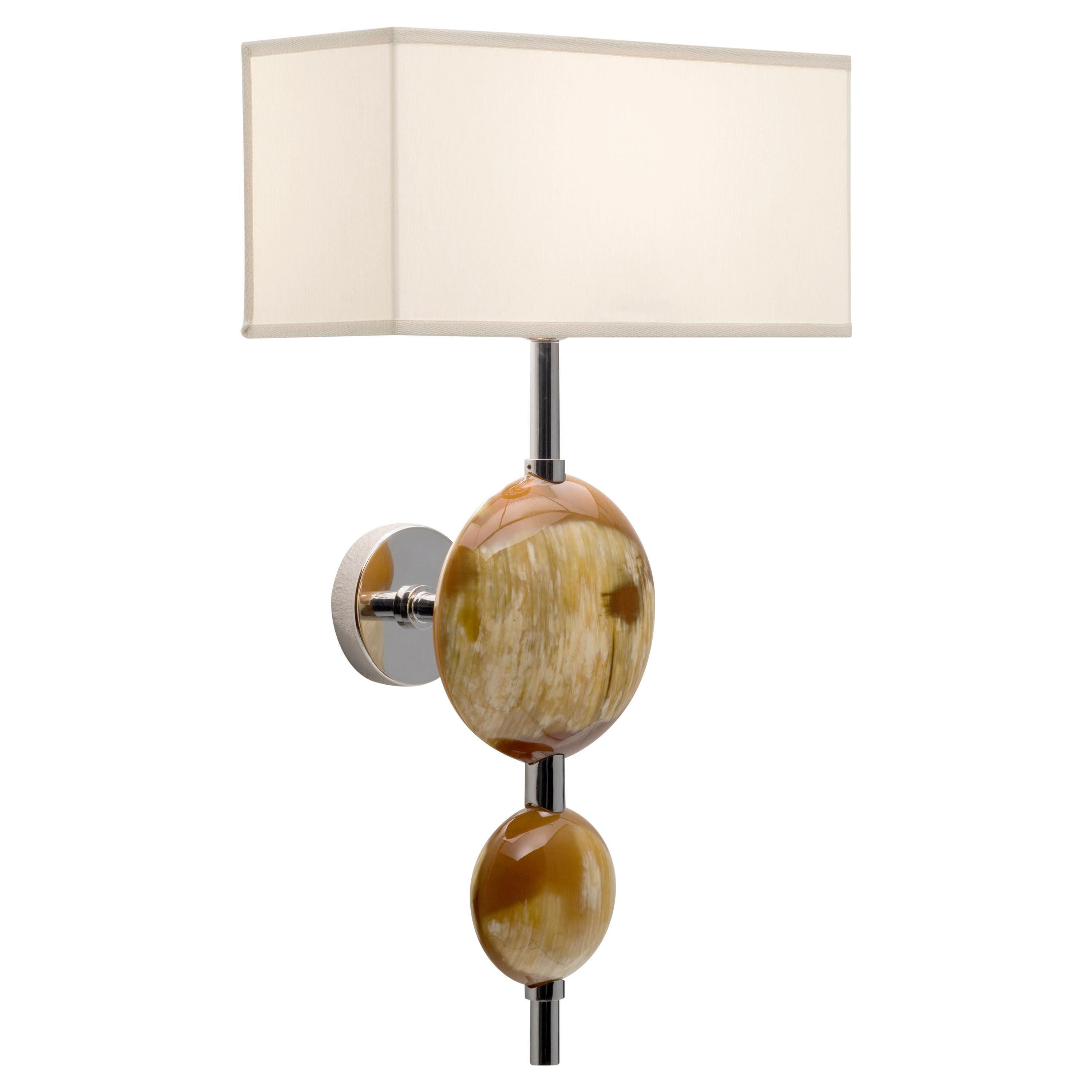 Arcahorn Vittoria Wall Sconce in Horn & Stainless Steel by Filippo Dini For Sale
