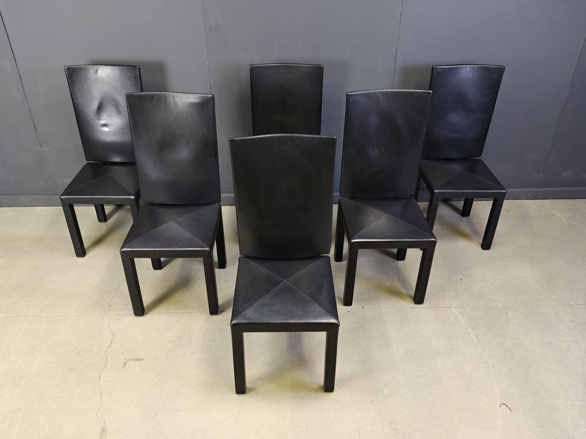 Juego de 6 sillas de comedor con respaldo alto Arcalla de Paolo Piva para B&B Italia Posmoderno en venta