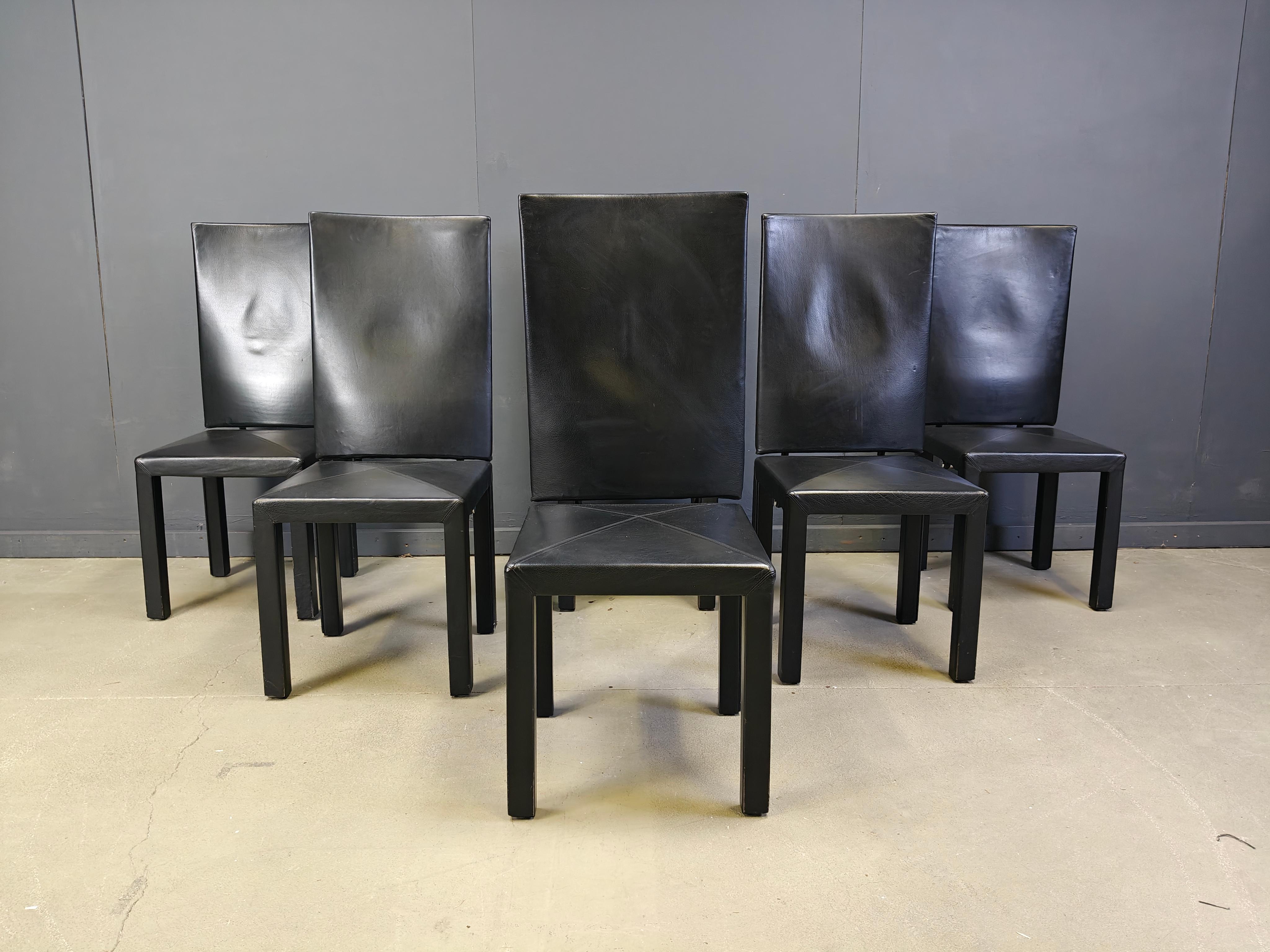 Juego de 6 sillas de comedor con respaldo alto Arcalla de Paolo Piva para B&B Italia finales del siglo XX en venta