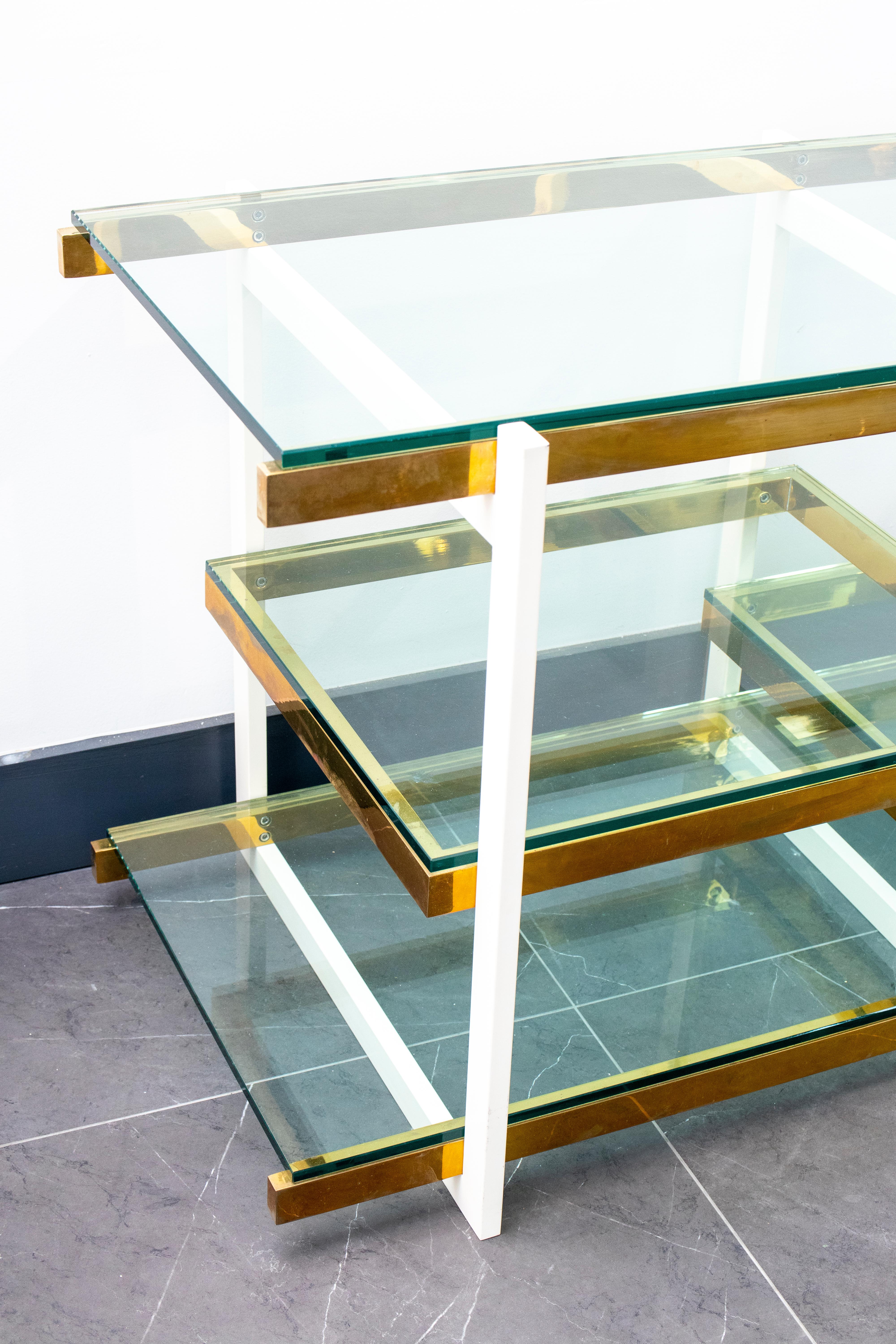 Arcangeli & Serantoni Italian Modern Console In Glass, Brass & Metal In Good Condition In New York, NY
