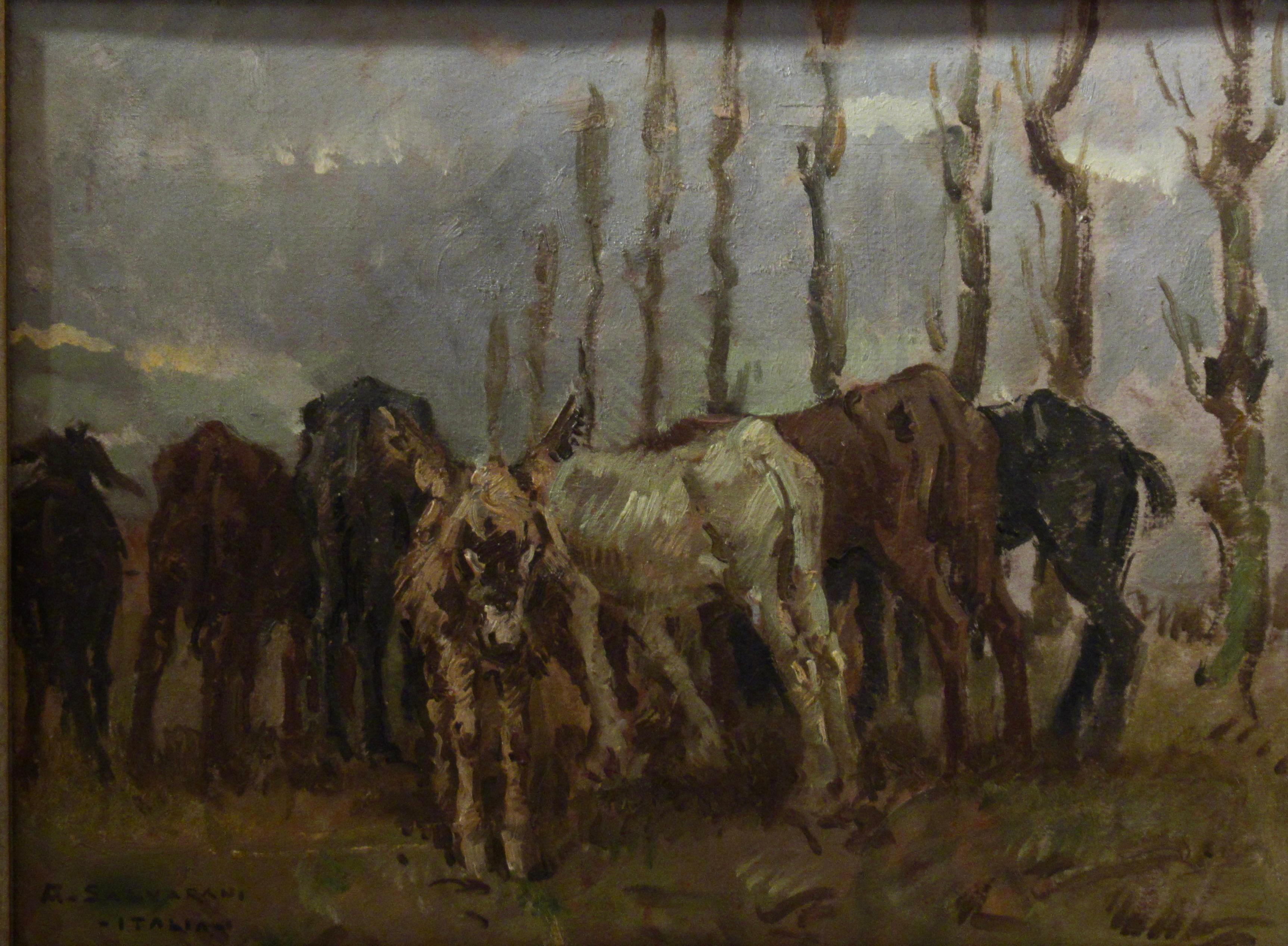 Donkey Herd - Painting by Arcangelo Salvarani