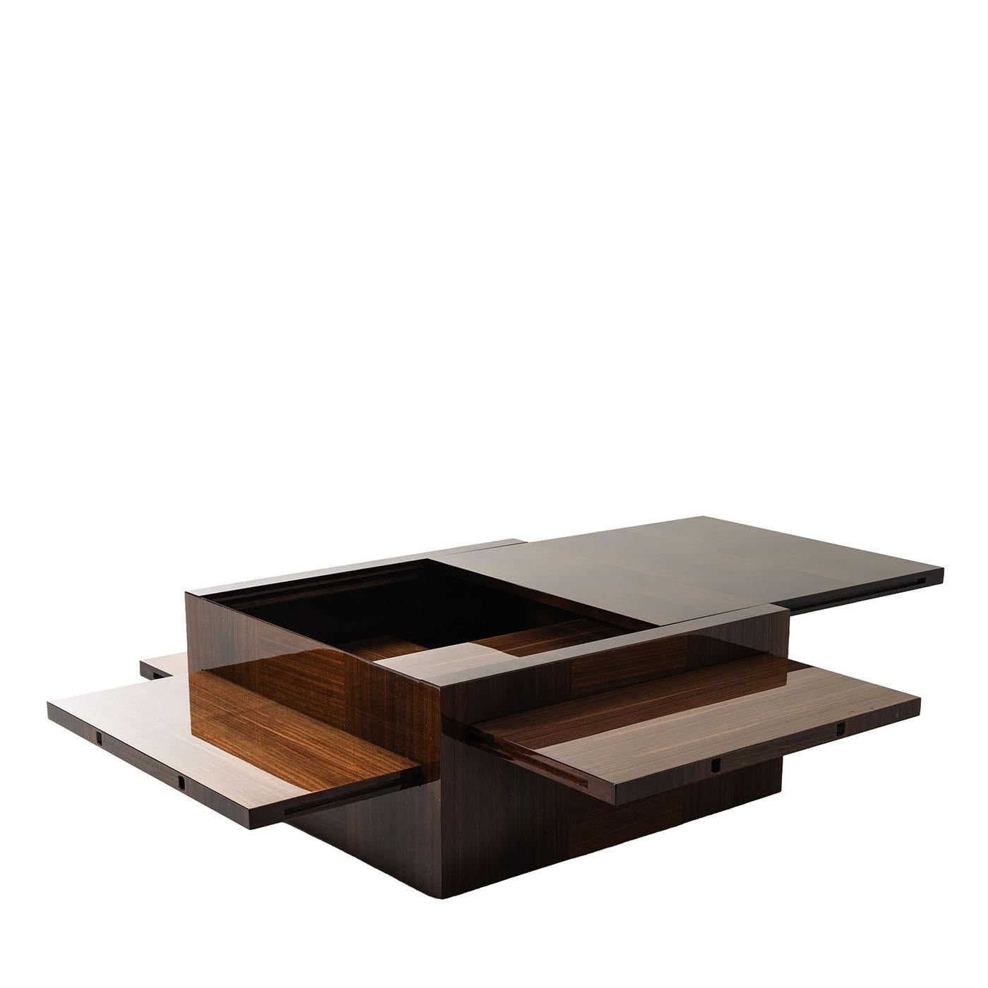 Bois Arcano Cube Brown Wood Coffee Table by Storagemilano en vente