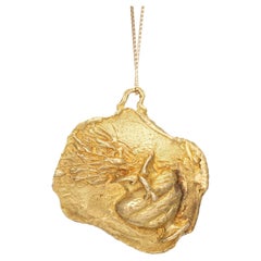 Arcesi Urn Medallion Pendant Necklace 18k Yellow Gold Fine Estate Jewelry