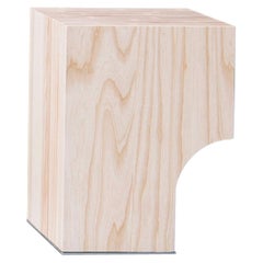 Contemporary block arch stool or side table, natural ash wood, Belgian design