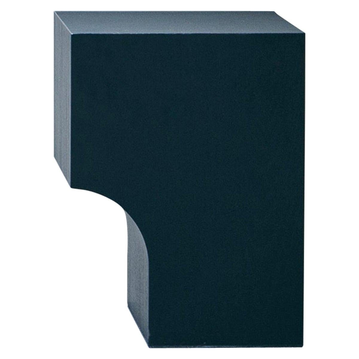 Contemporary block arch stool side table, black stained oak wood, Belgian design