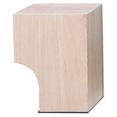 Contemporary block arch stool or side table, natural oak wood, Belgian design