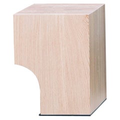 Contemporary block arch stool or side table, natural oak wood, Belgian design