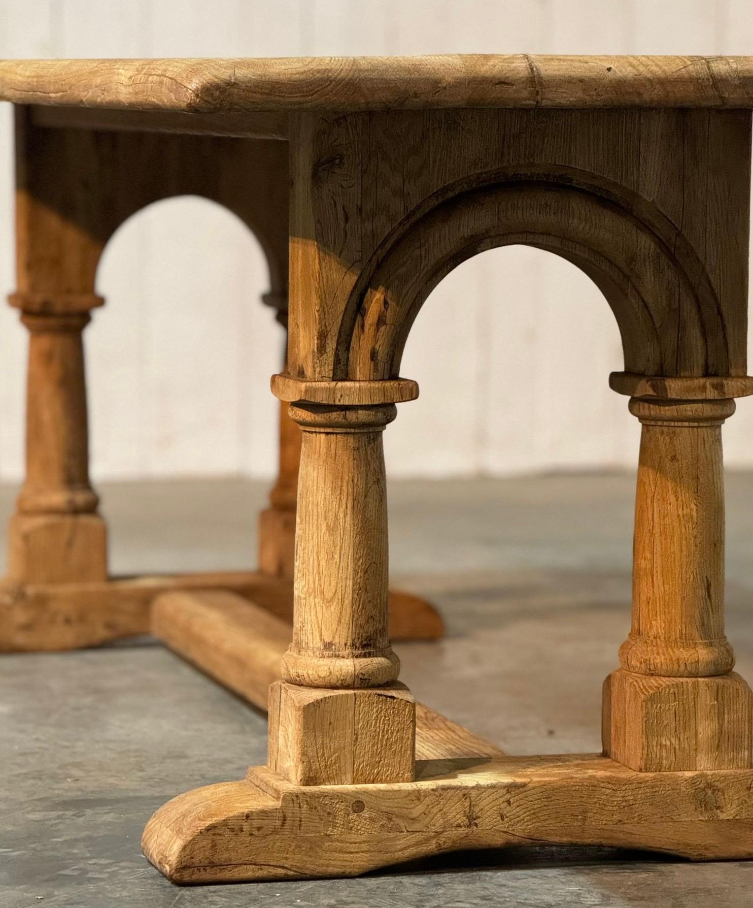 Arch Base Bleached Oak Farmhouse Dining Table For Sale at 1stDibs