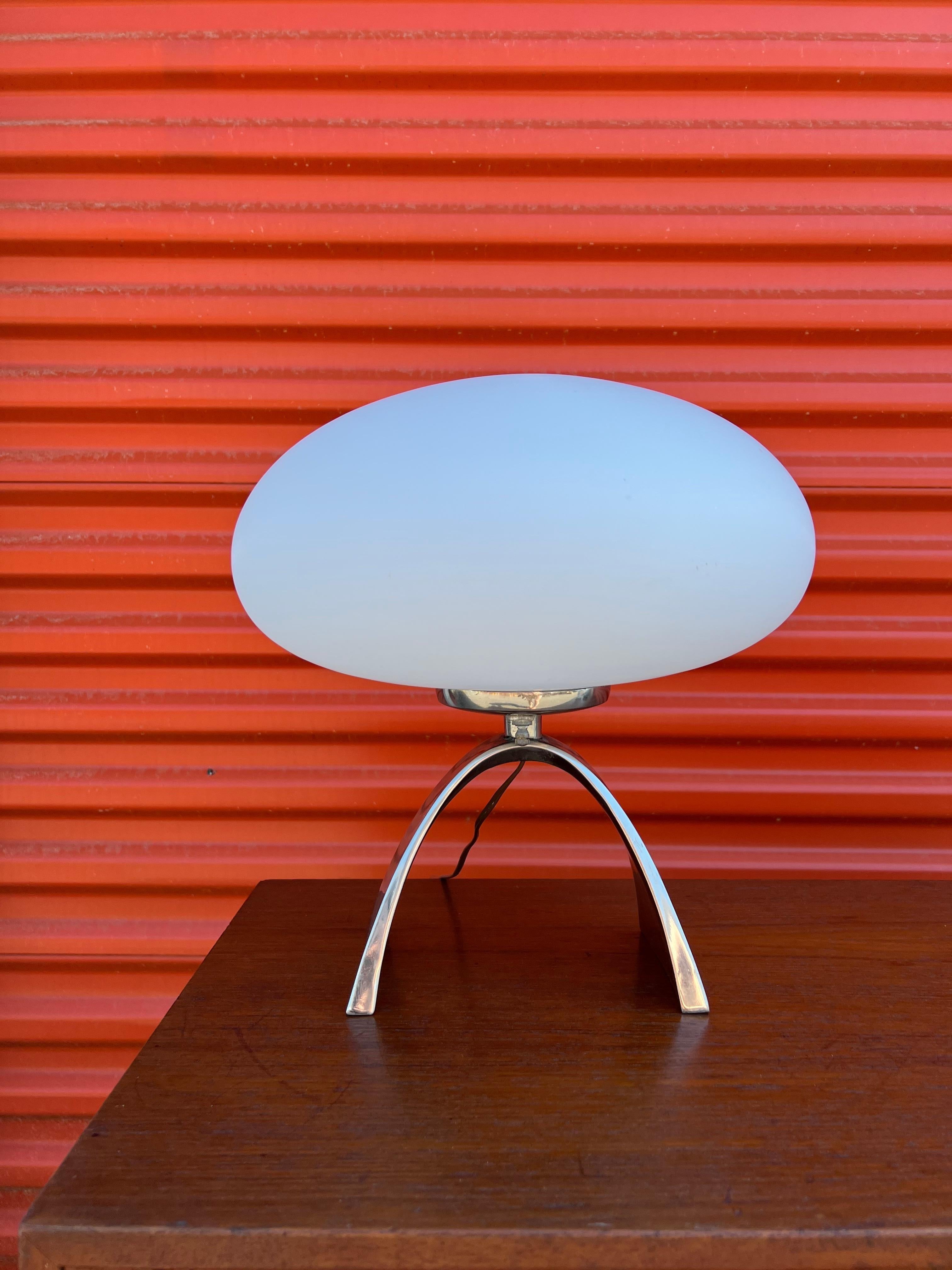 Arch Base Laurel Lamp with Frost White Italian Glass Globe For Sale at