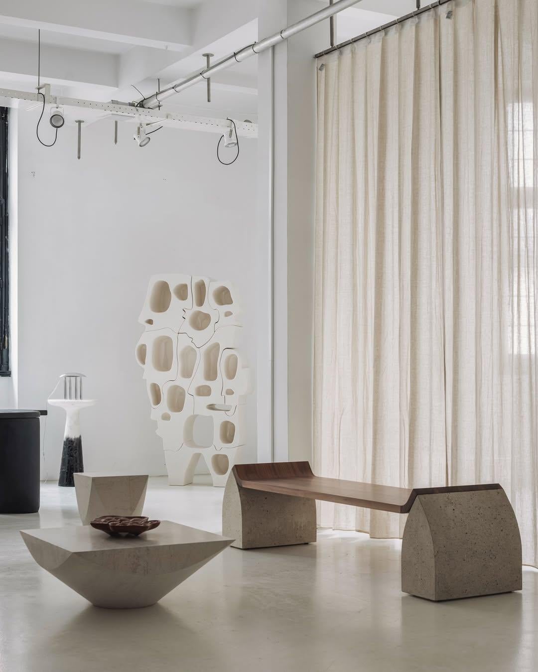 Three-dimensional Flat Surface White Limestone Coffee Table by Frédéric Saulou For Sale 5