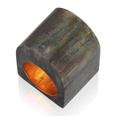 Arch Cube 8k Gold and  Oxidised Silver Ring