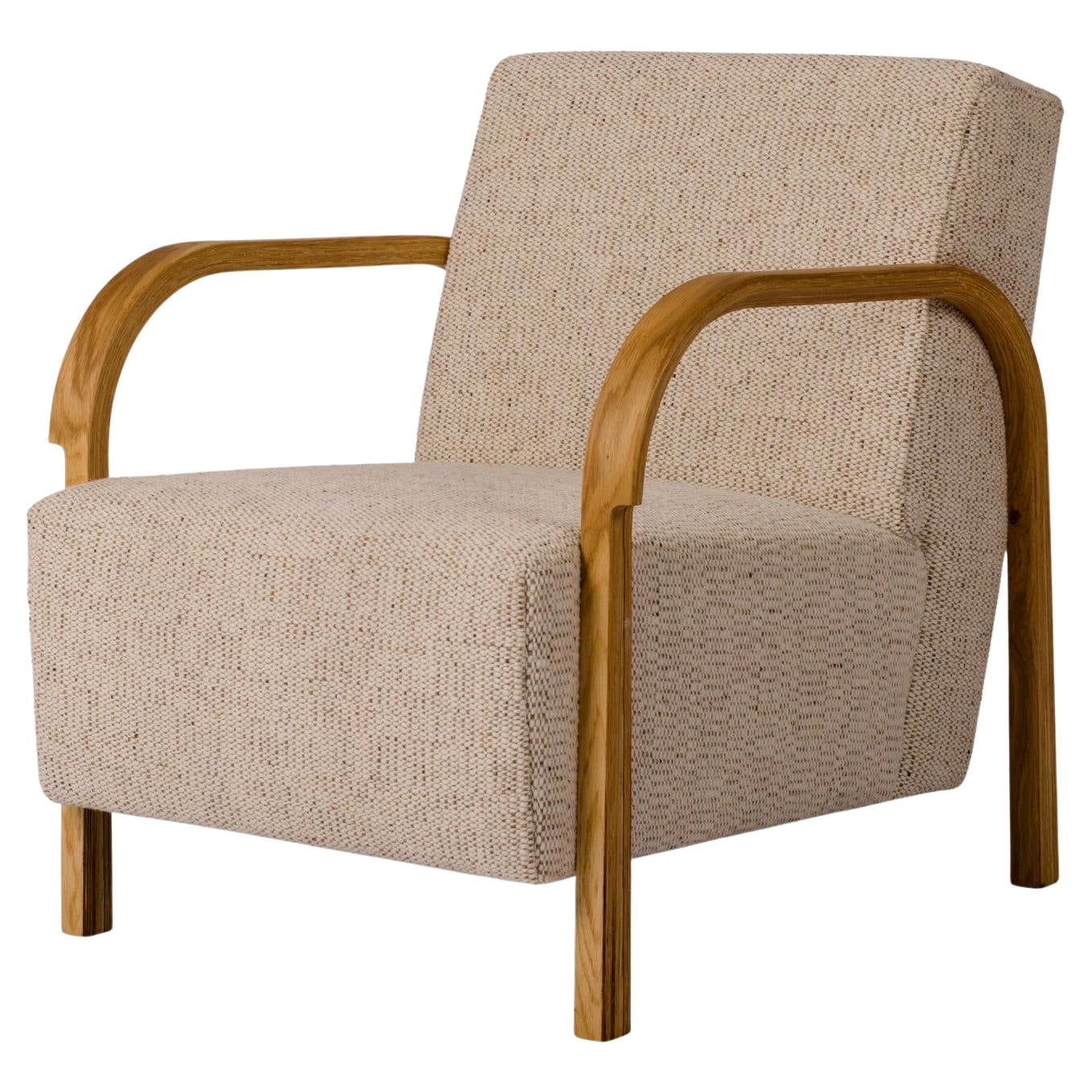 Chaise longue Arch en chêne et Design/One et textile tissé à la main McNutt par Mazo Design