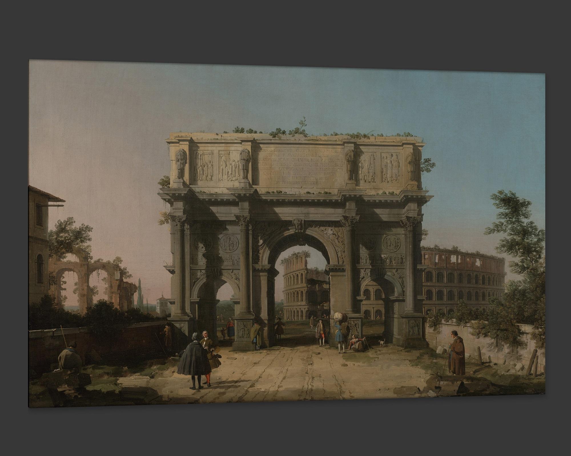 Arch of Constantine, after Grand Tour Oil Painting by Artist Canaletto In New Condition For Sale In Fairhope, AL