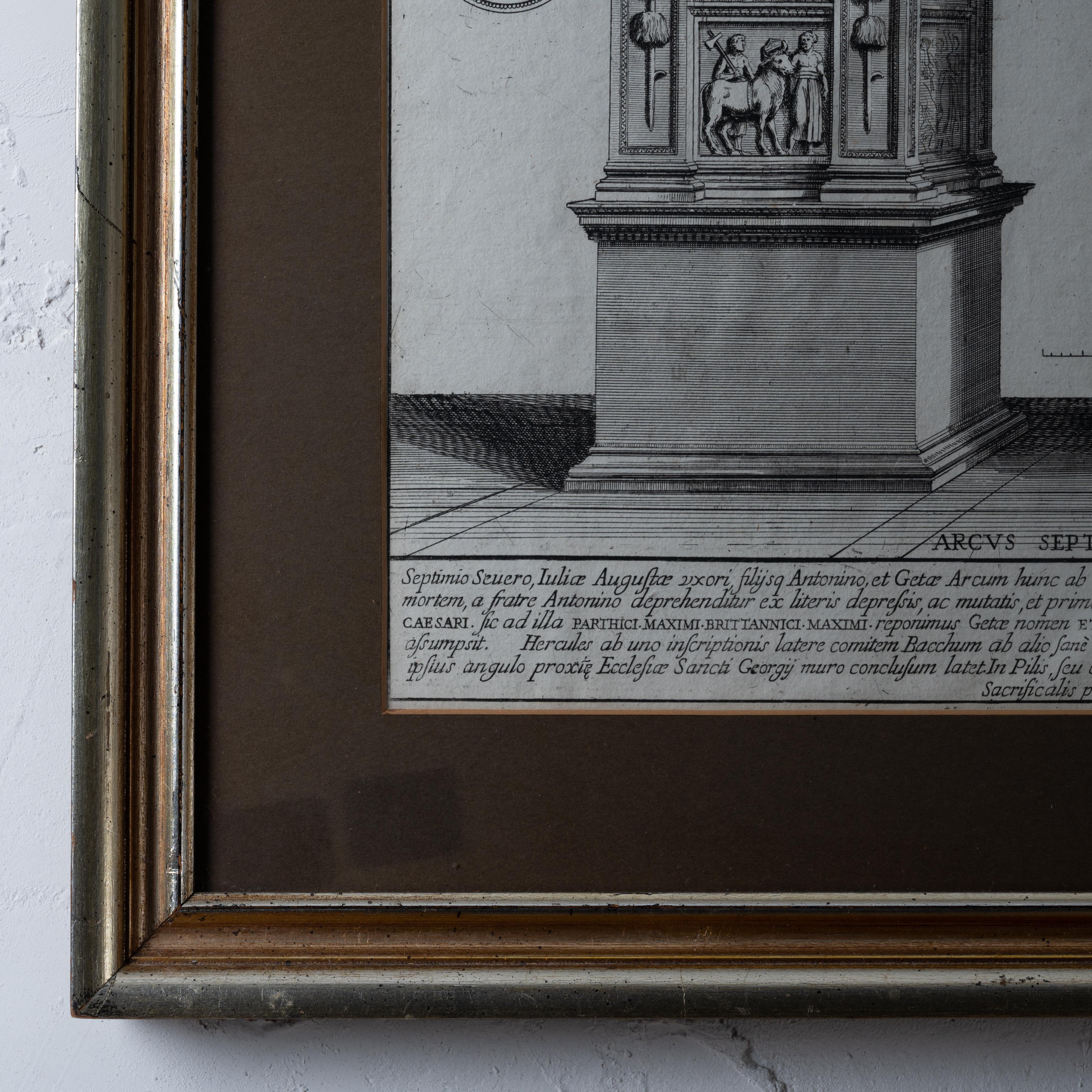 Arco de Septimio Severo en el Foro Boario Grabado romano, c.1700 principios del siglo XVIII en venta