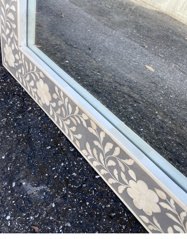 Arch Shaped Grey and White Bone Mirror at 1stDibs