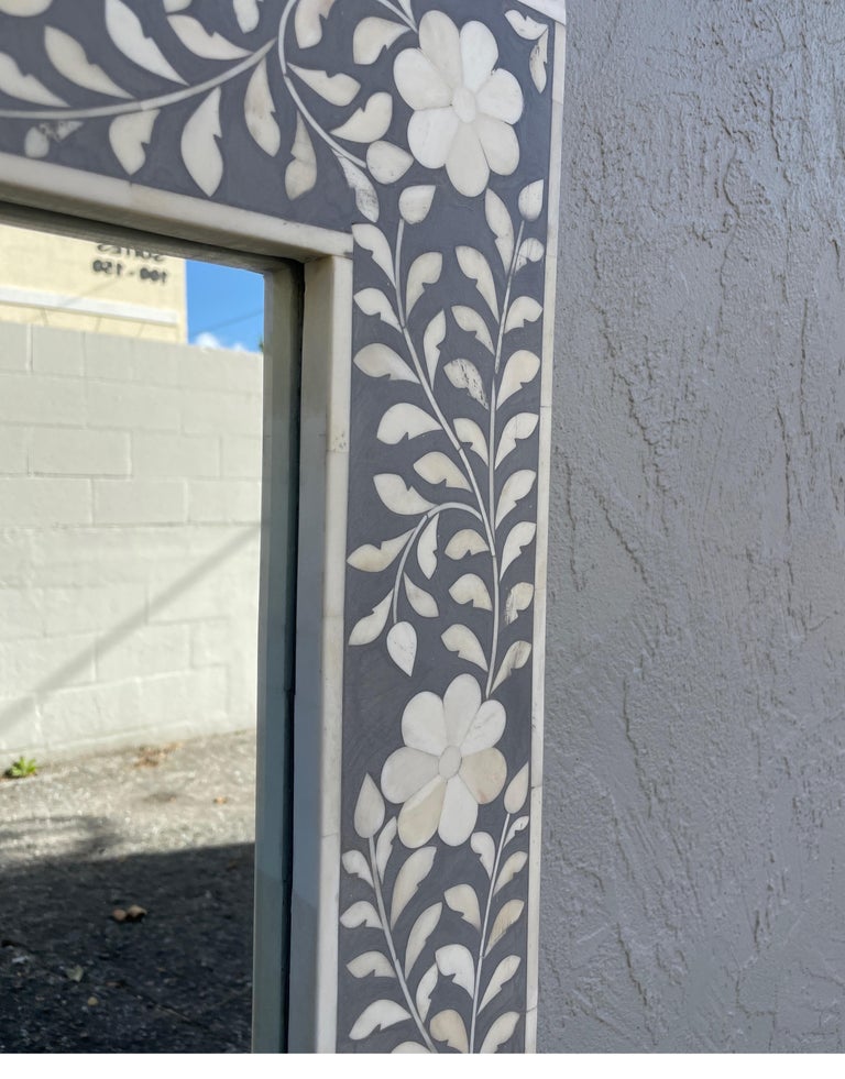 Arch Shaped Grey and White Bone Mirror at 1stDibs