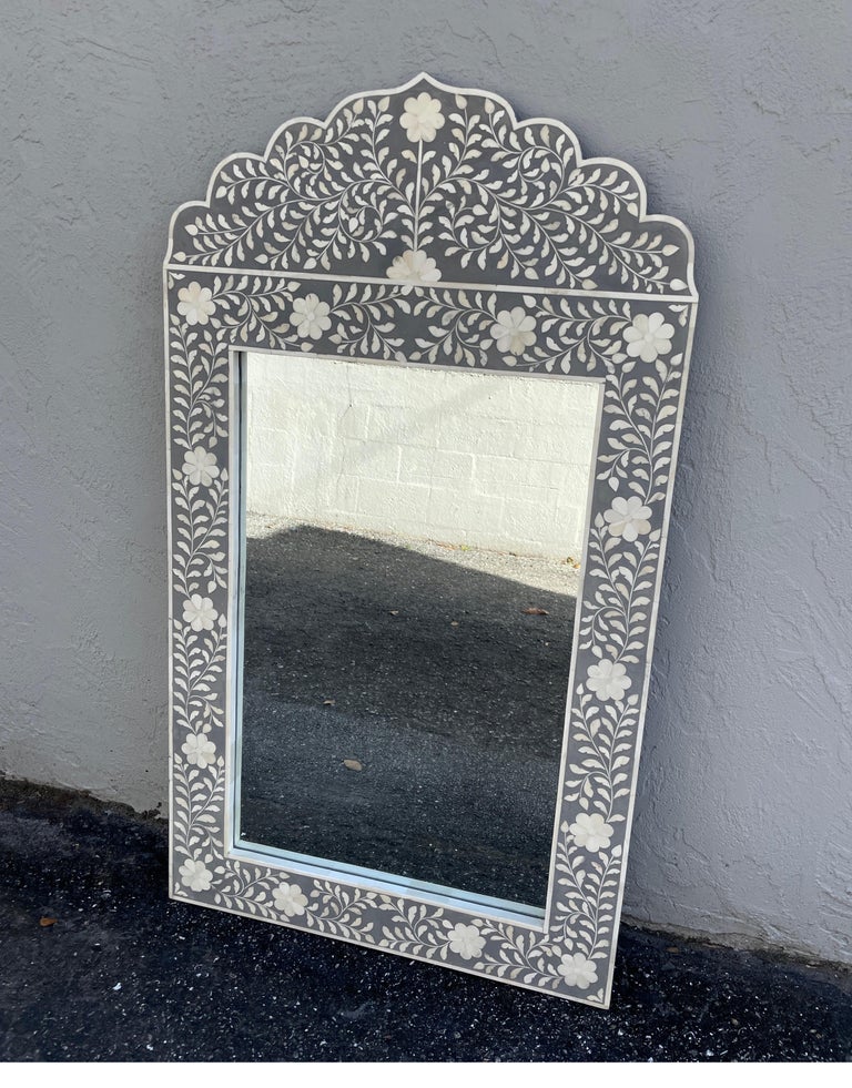 Arch Shaped Grey and White Bone Mirror at 1stDibs
