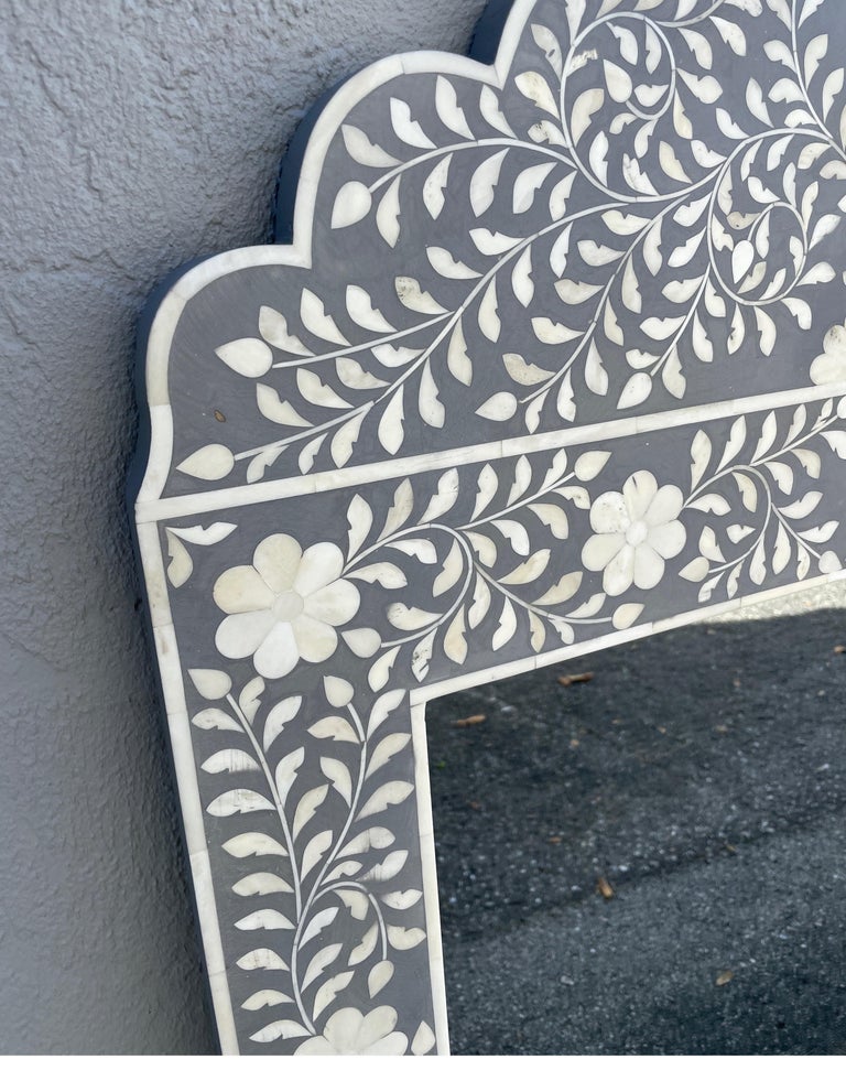 Arch Shaped Grey and White Bone Mirror at 1stDibs