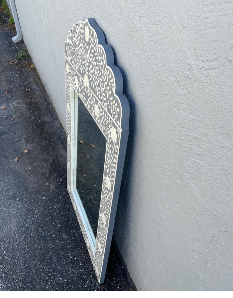 Arch Shaped Grey and White Bone Mirror at 1stDibs