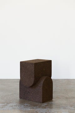 Arch Solid Cork Contemporary Sculptural Carved Side Drinks Table Dark Brown