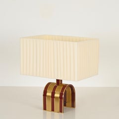 Arch Table Lamp by Romeo Rega in Solid Brass and Red Enamel, Italy, 1970s