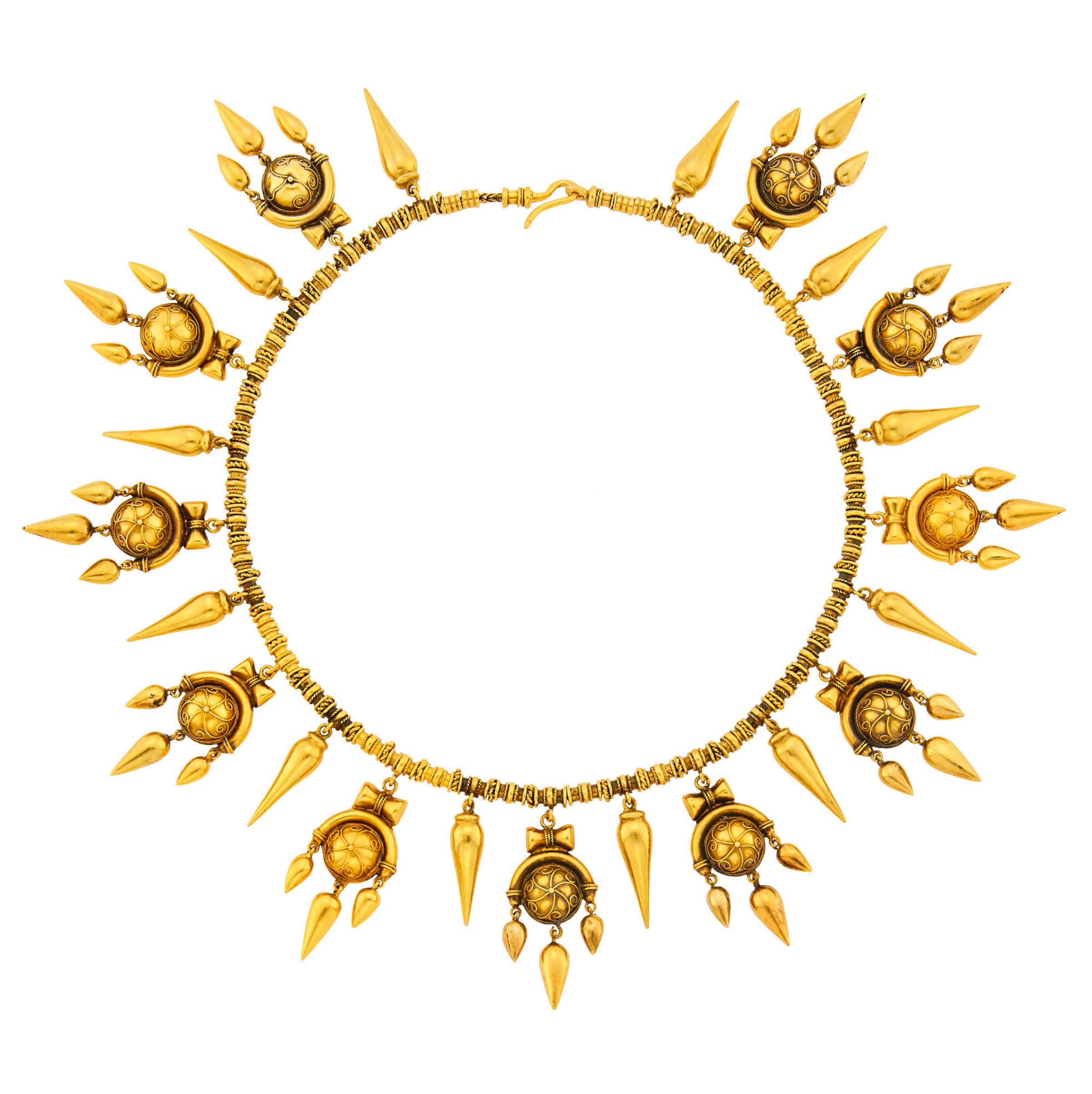 Donna Collana con frange in oro 18k Archaeological Revival in vendita