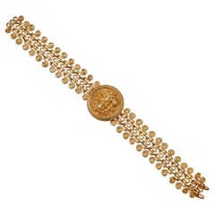 Archaeological Revival 22K Gold Winged Medusa Bracelet