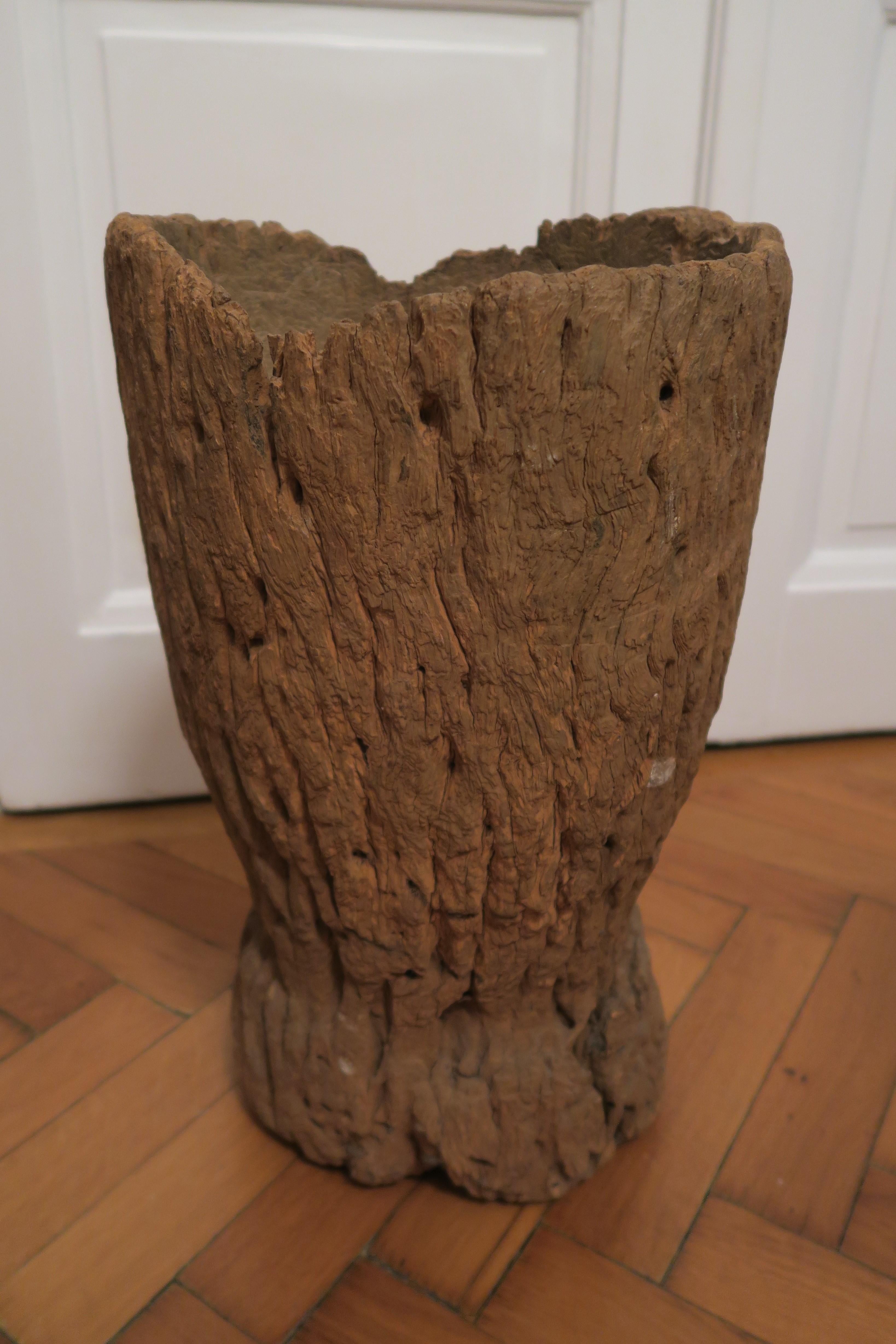 Hand-Carved Archaic African Mortar Made from Ironwood For Sale