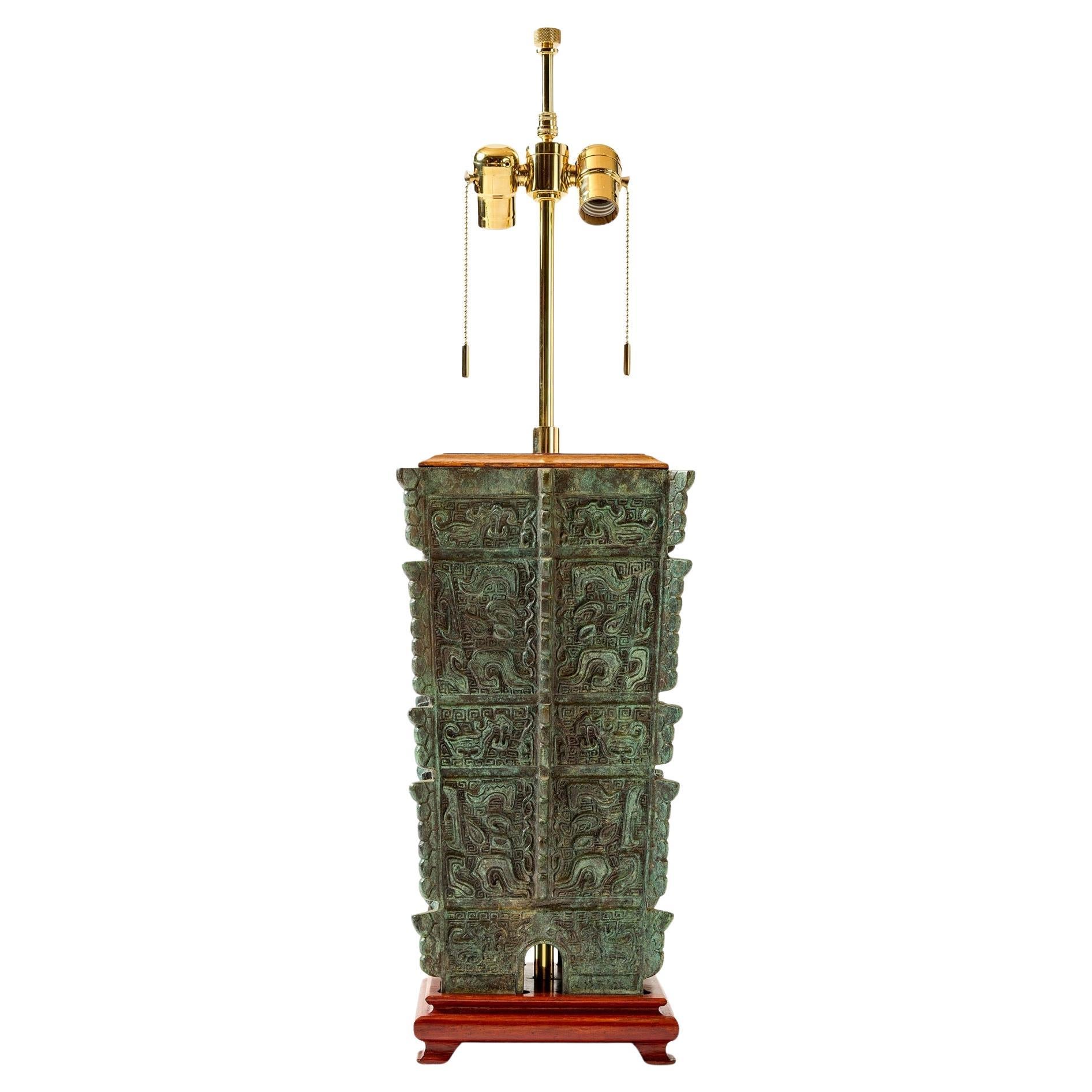 Archaic Bronze Table Lamp