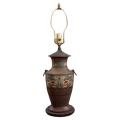 Archaic Chinese Style Champleve Enamel Vase Lamp