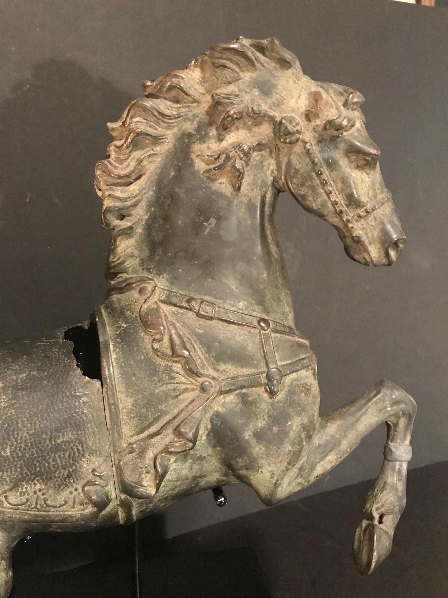 Archaistic Archaic Chinese Tang Style Imperial War Horse Sculpture on Stand