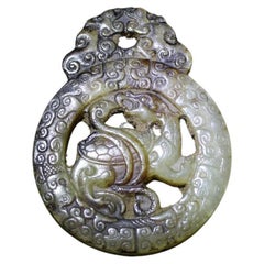 Archaic Jade Snake & Tortoise Pendant 