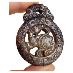 Colgante Arcaico Serpiente y Tortuga de Jade