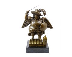 Archangel with Black Hat Sculpture in Bronze, Contemporary Style
