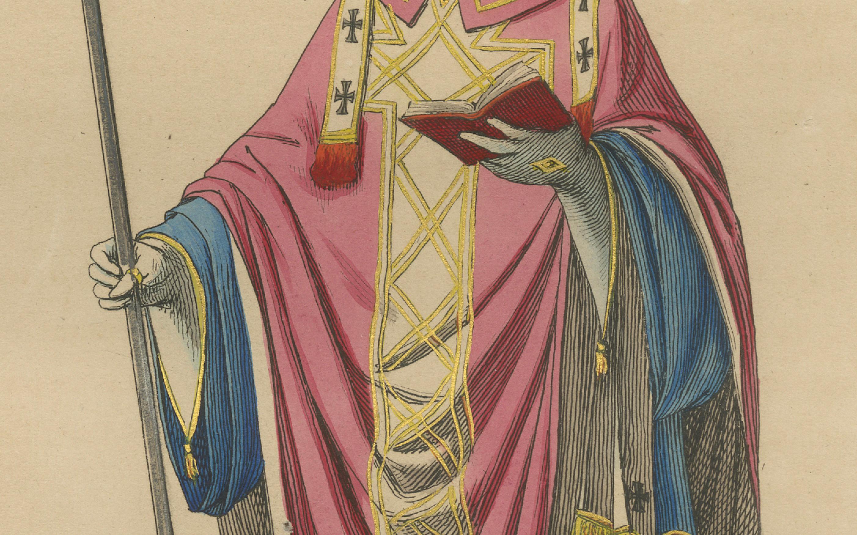 French Archbishop in Ceremonial Vestments – Ecclesiastical Dress of the Renaissance For Sale