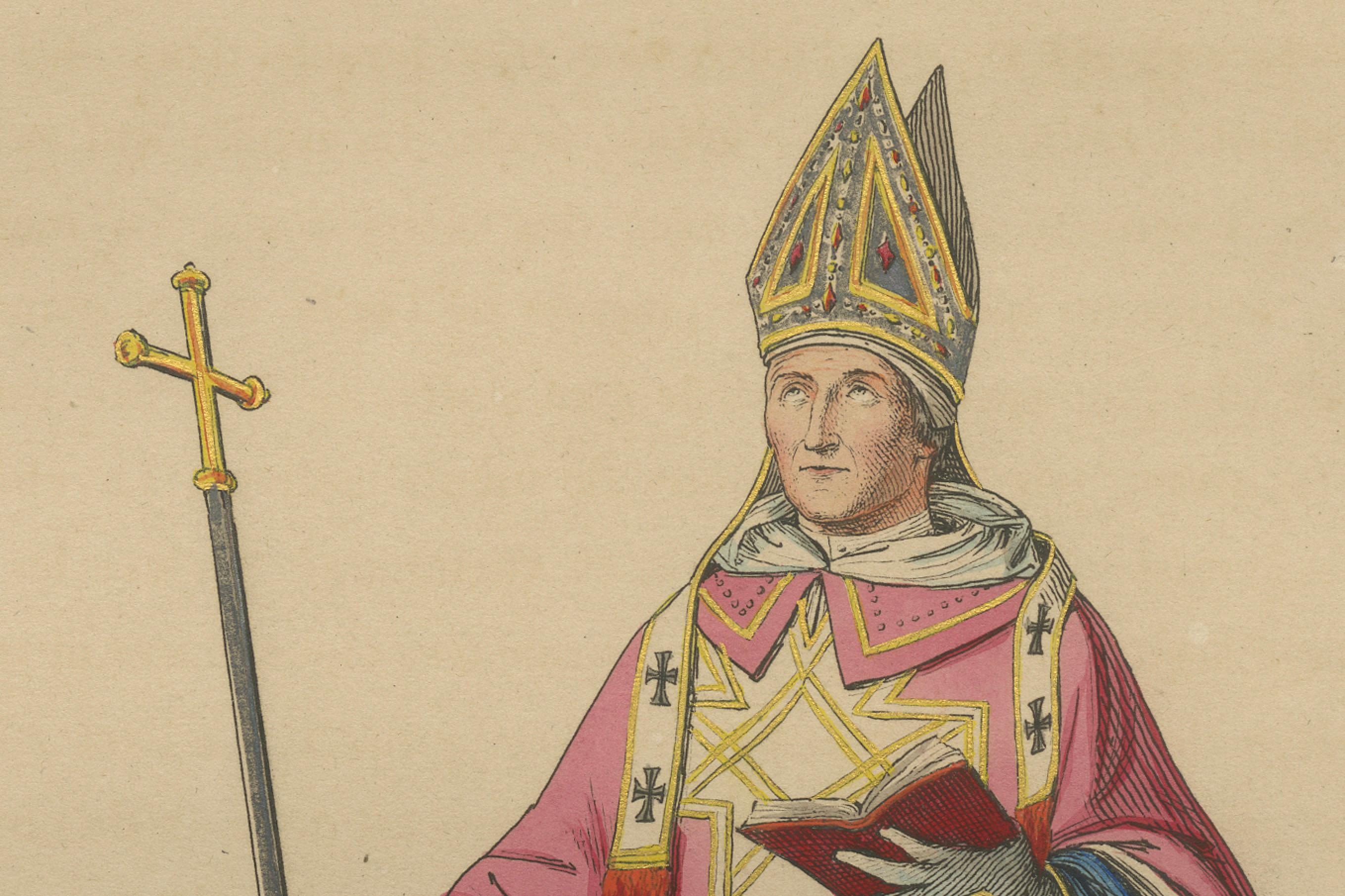 Engraved Archbishop in Ceremonial Vestments – Ecclesiastical Dress of the Renaissance For Sale