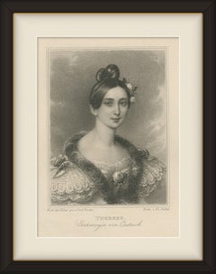 Archduchess Maria Theresa of Austria, Original Antique Engraving, circa 1840