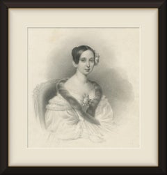 Archduchess Maria Theresia of Austria, Original Antique Lithograph, circa 1840