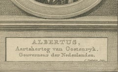Archduke Albert of Austria – Antique Portrait Engraving by J. Houbraken, c.1750
