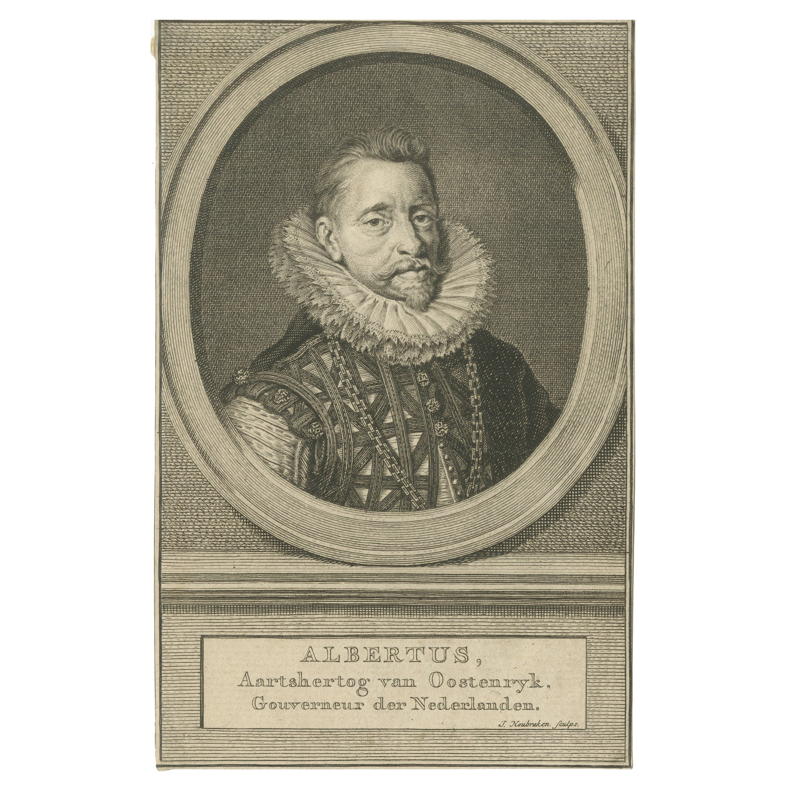 Archiduc Albert d'Autriche - Gravure ancienne de J. Houbraken, c.1750 en vente