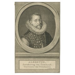 Archiduc Albert d'Autriche - Gravure ancienne de J. Houbraken, c.1750