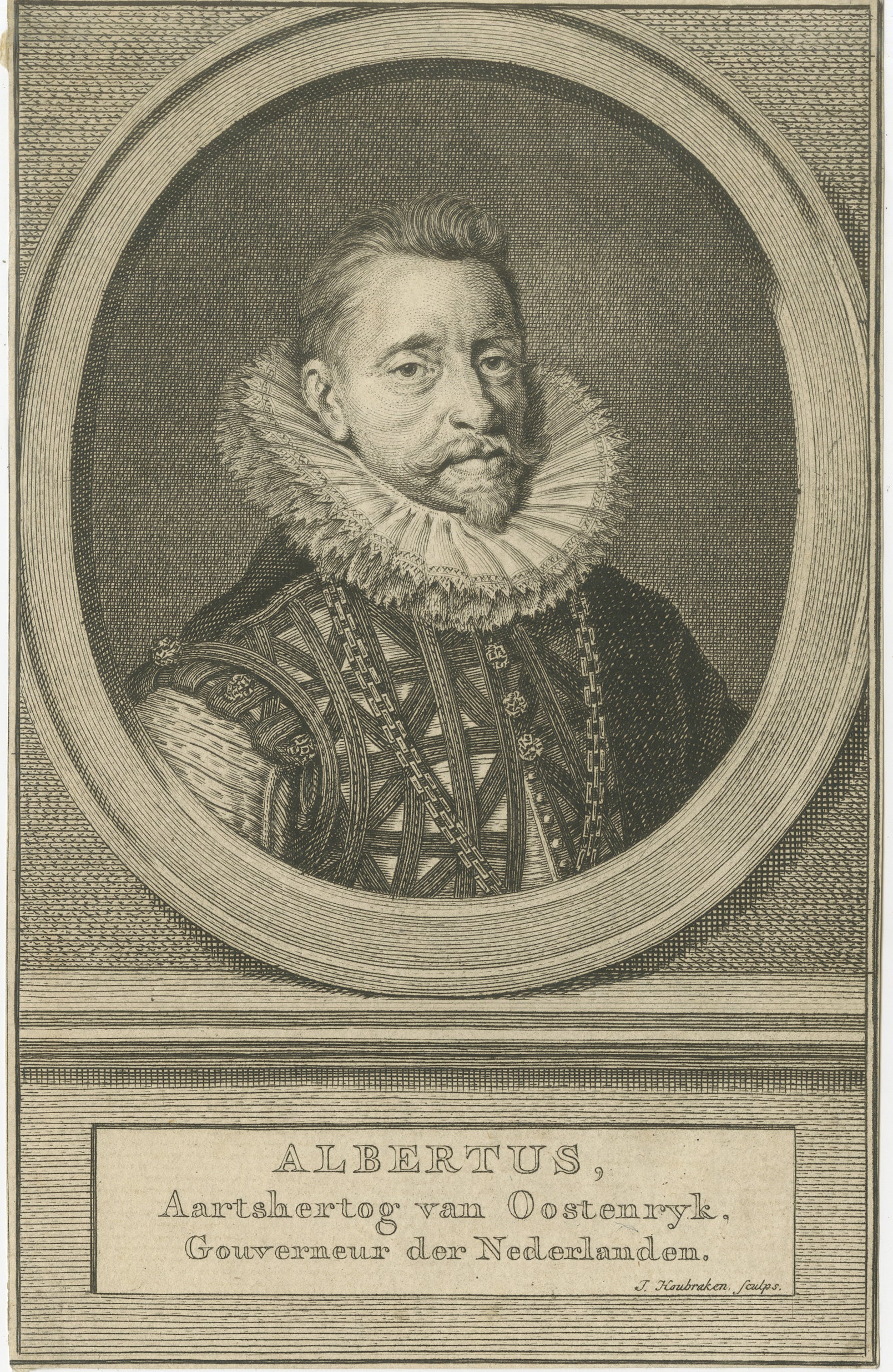 Archiduc Albert d'Autriche - Gravure ancienne de J. Houbraken, c.1750 en vente