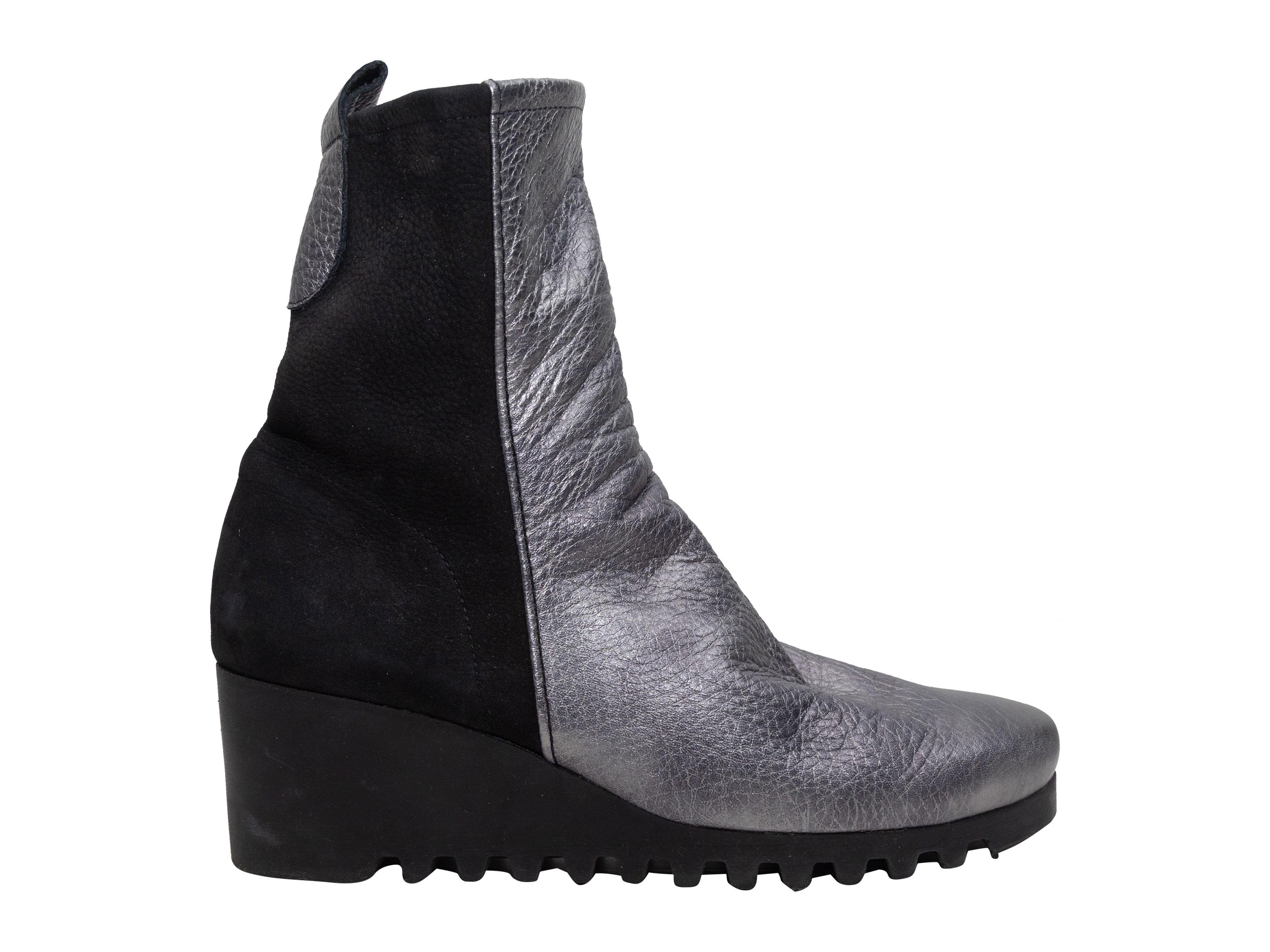 Arche Silber & Schwarz Leder & Wildleder Keilstiefeletten für Damen oder Herren