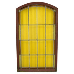 Arched Amber Leaded Stained-Glass Window