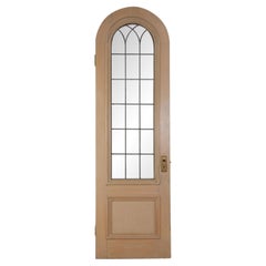 Used Arched American Wood Door Leaded Glass Window