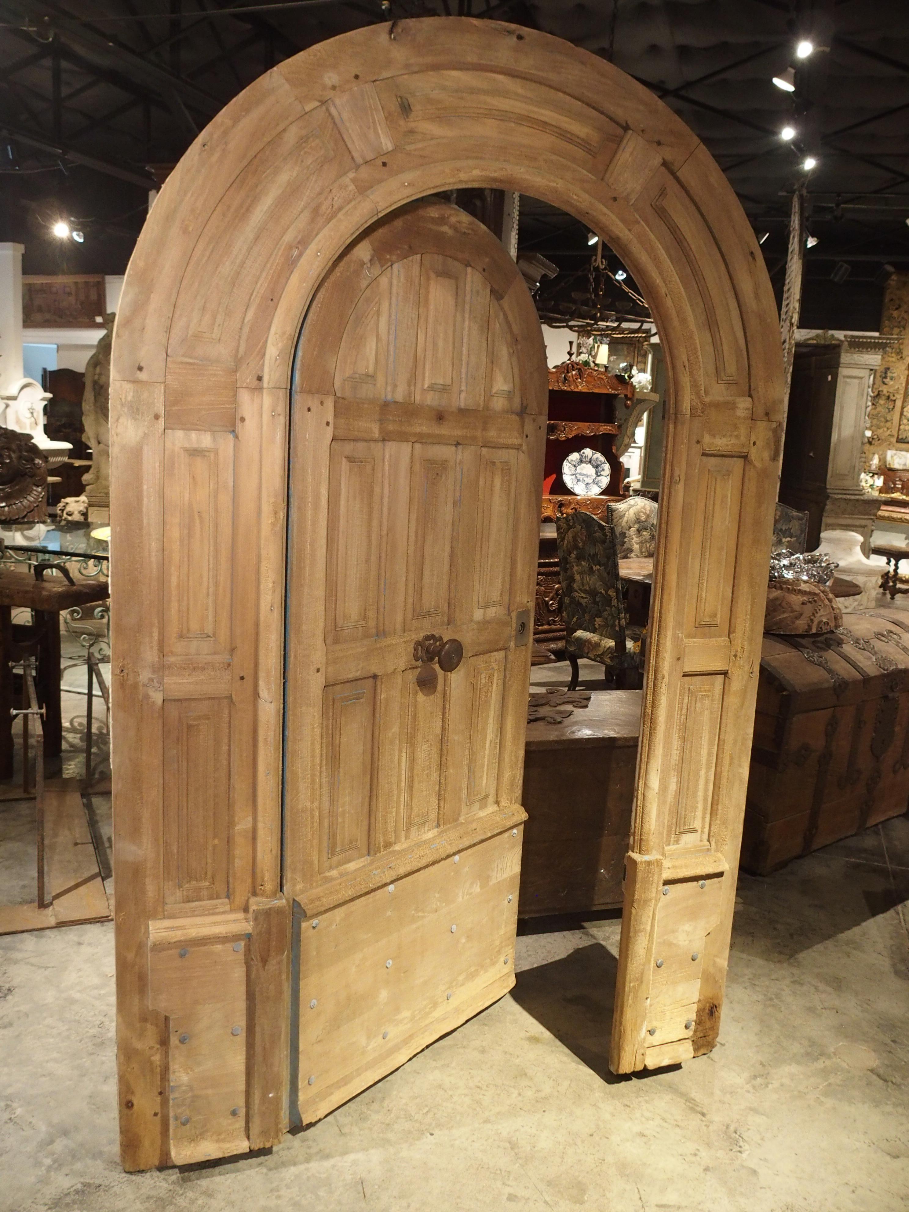 Arched Antique French Oak Entry Door with Frame, 19th Century 8